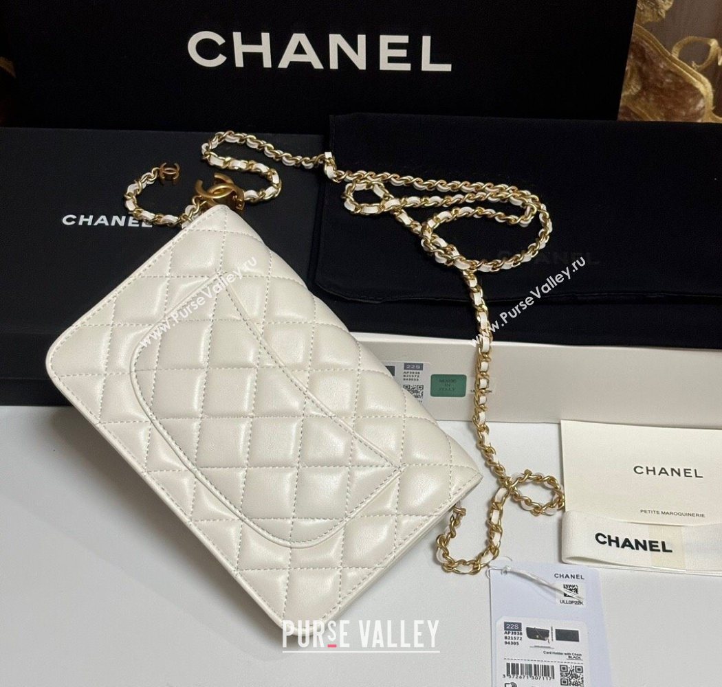 Chanel Shiny Lambskin Wallet On Chain WOC AP3938 White 2025 (yezi-251010009)
