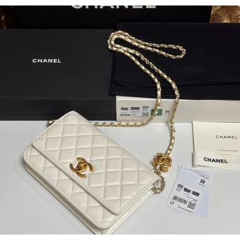 Chanel Shiny Lambskin Wallet On Chain WOC AP3938 White 2025 (yezi-251010009)