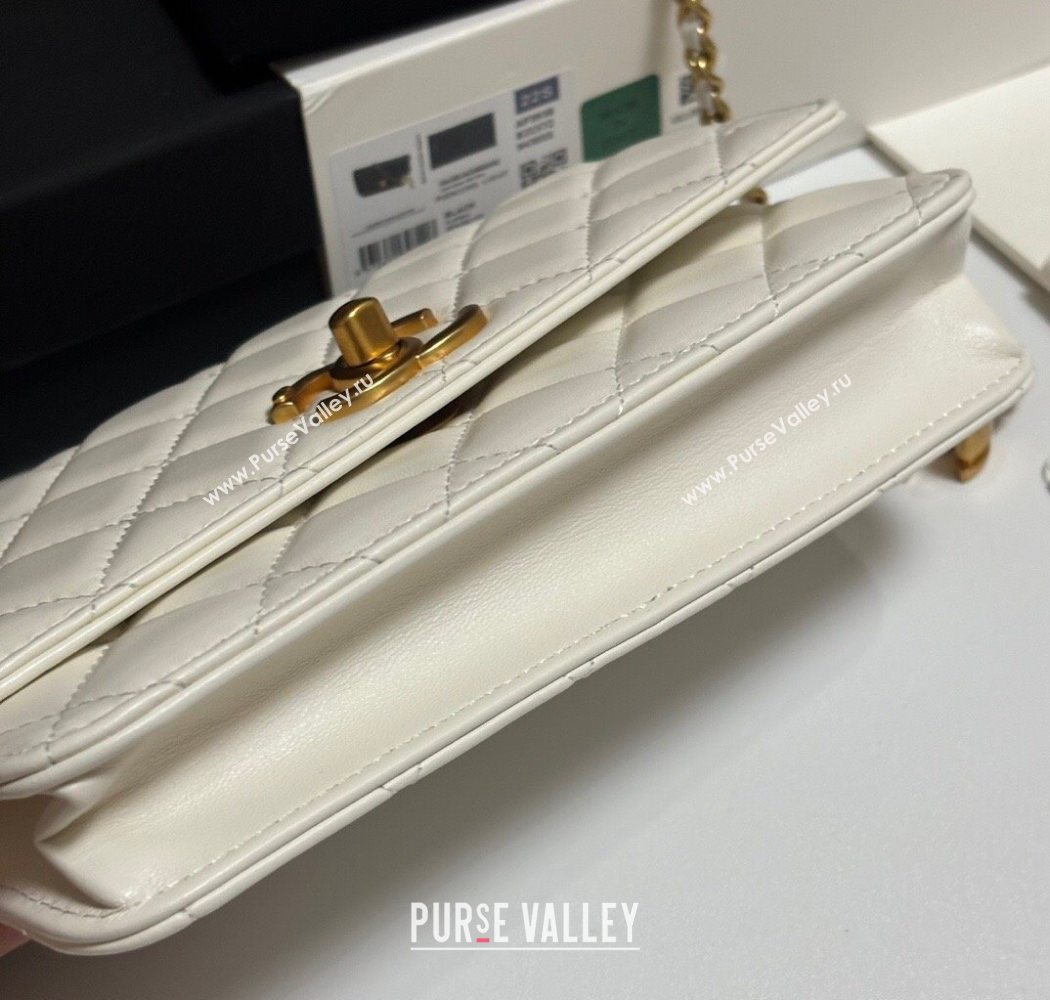 Chanel Shiny Lambskin Wallet On Chain WOC AP3938 White 2025 (yezi-251010009)