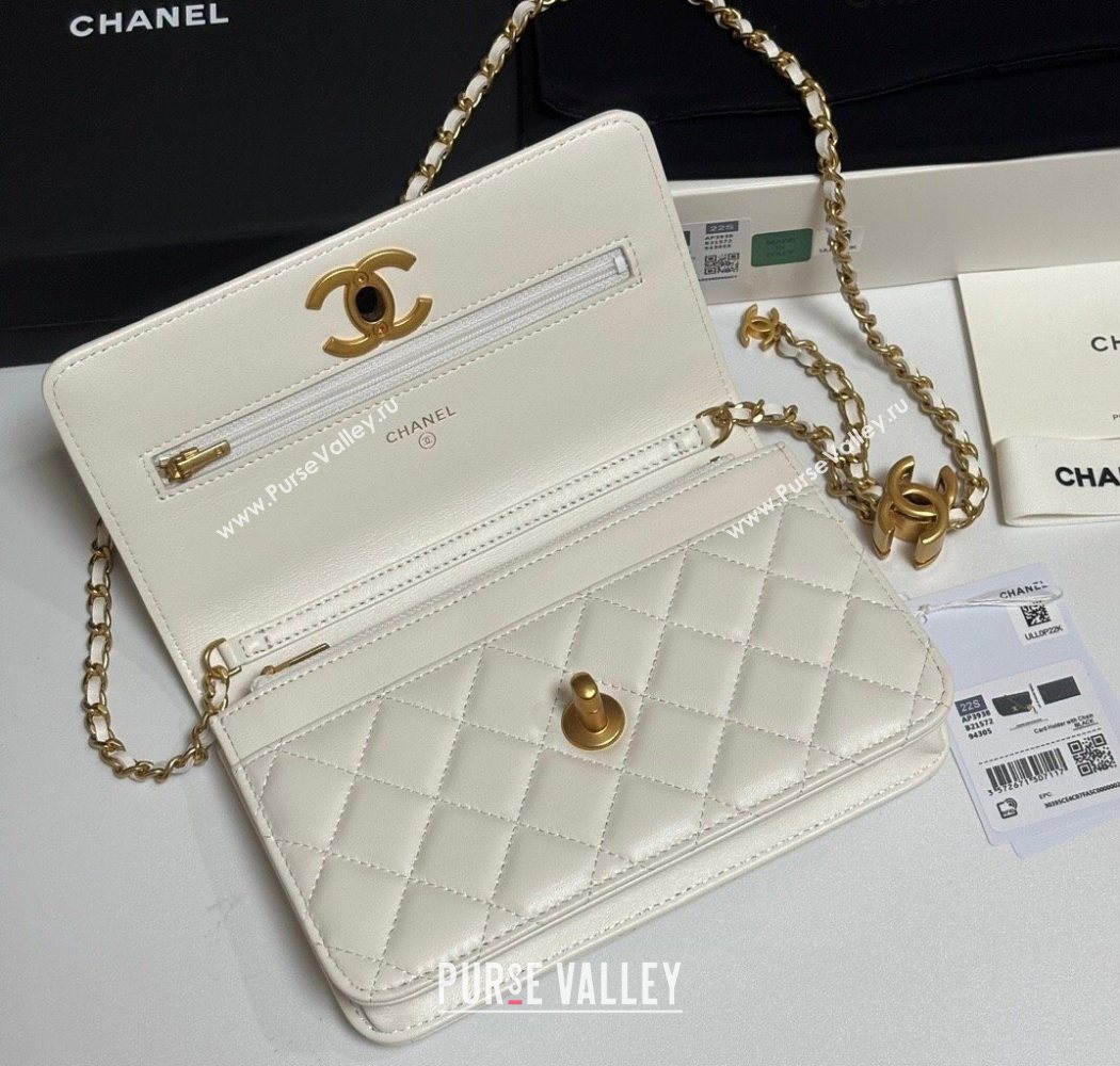 Chanel Shiny Lambskin Wallet On Chain WOC AP3938 White 2025 (yezi-251010009)