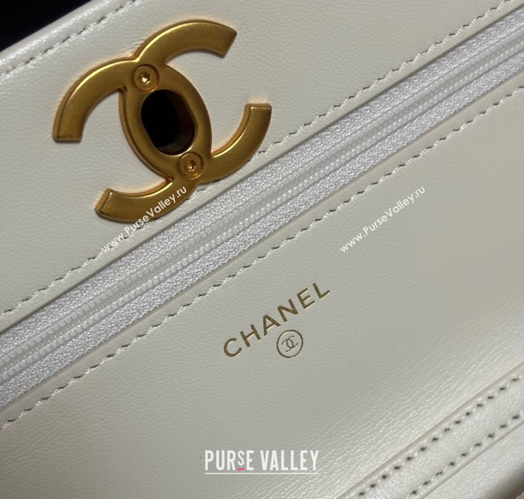 Chanel Shiny Lambskin Wallet On Chain WOC AP3938 White 2025 (yezi-251010009)