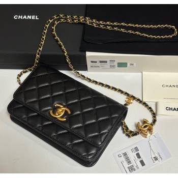 Chanel Shiny Lambskin Wallet On Chain WOC AP3938 Black 2025 (yezi-251010010)
