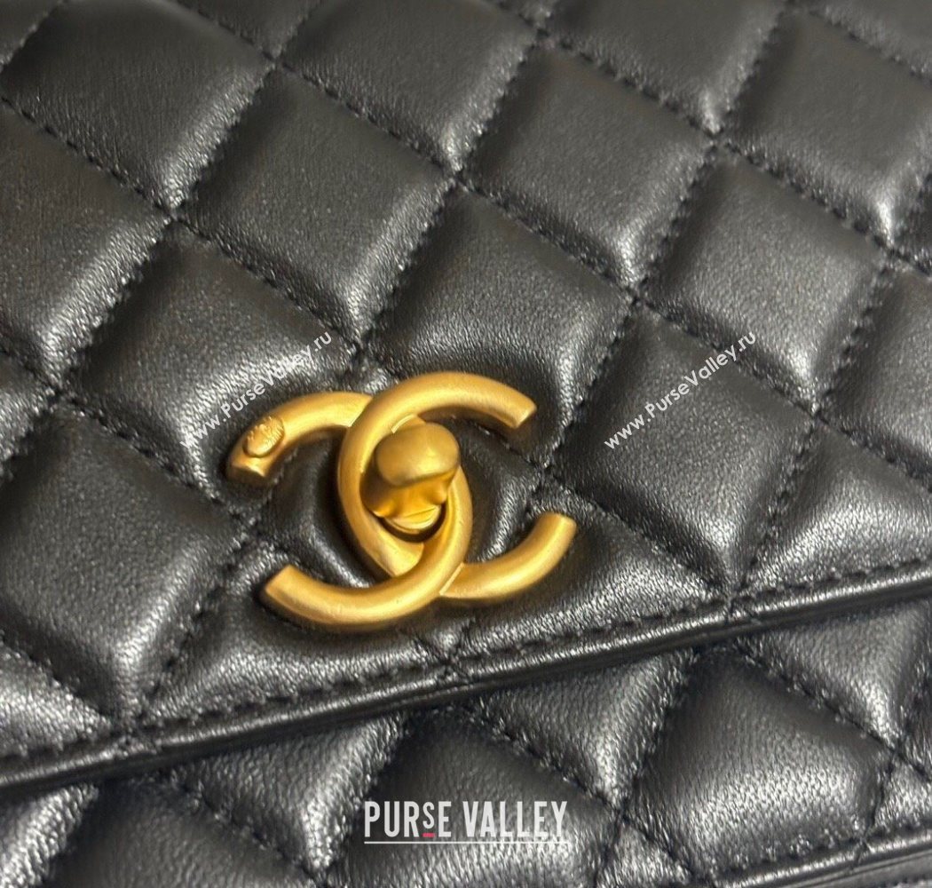 Chanel Shiny Lambskin Wallet On Chain WOC AP3938 Black 2025 (yezi-251010010)