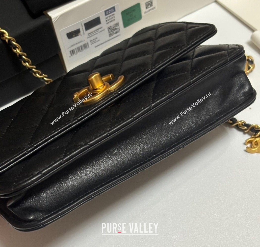 Chanel Shiny Lambskin Wallet On Chain WOC AP3938 Black 2025 (yezi-251010010)