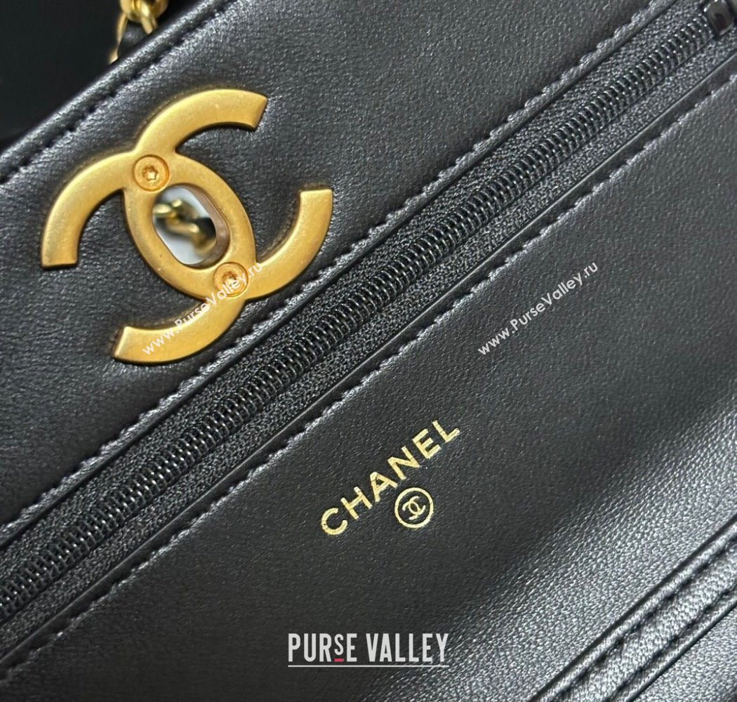 Chanel Shiny Lambskin Wallet On Chain WOC AP3938 Black 2025 (yezi-251010010)