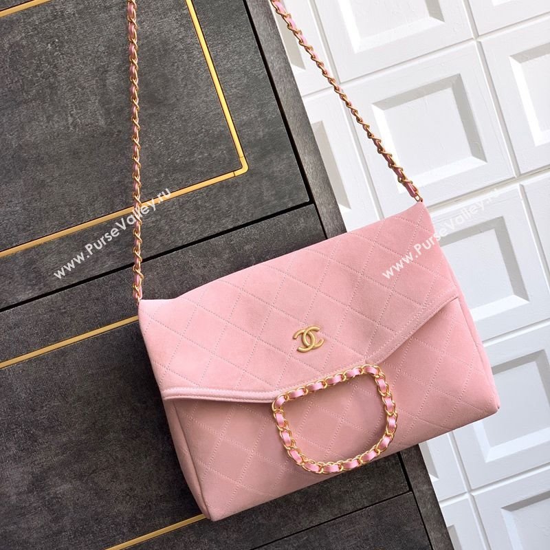 Chanel Quilted Suede Large Flap Handbag Pink 2025 CH101001 (yezi-251010014)