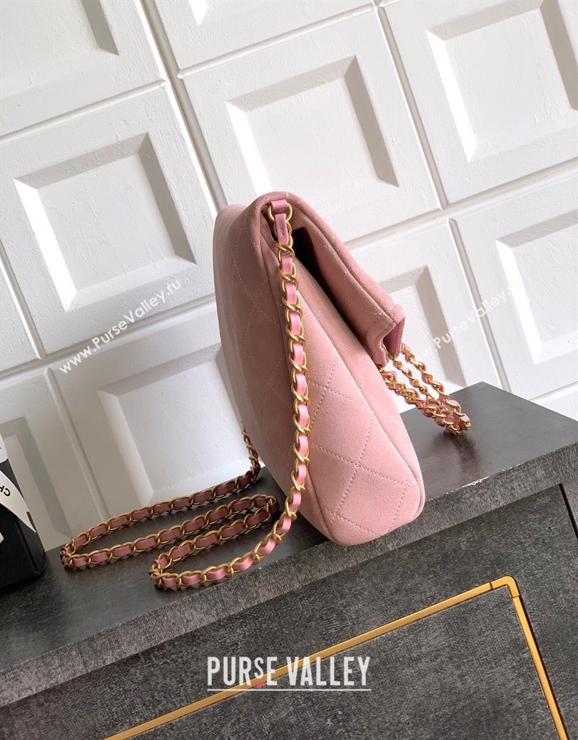 Chanel Quilted Suede Large Flap Handbag Pink 2025 CH101001 (yezi-251010014)