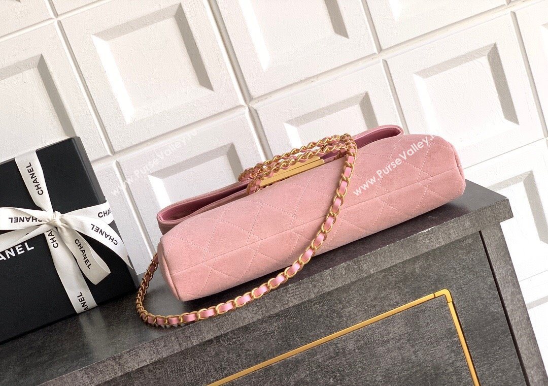 Chanel Quilted Suede Large Flap Handbag Pink 2025 CH101001 (yezi-251010014)