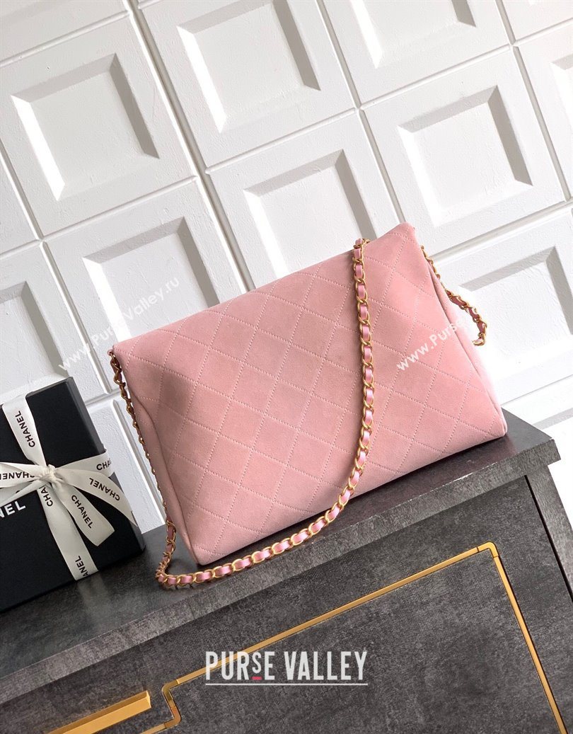 Chanel Quilted Suede Large Flap Handbag Pink 2025 CH101001 (yezi-251010014)