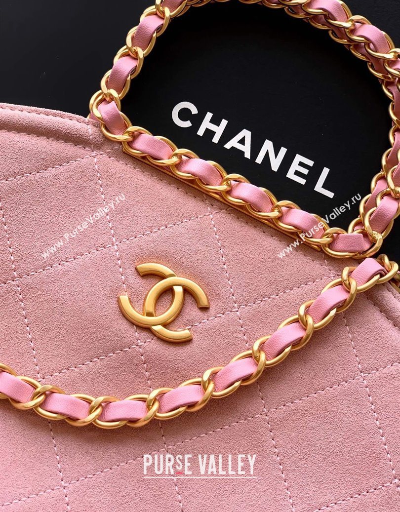 Chanel Quilted Suede Large Flap Handbag Pink 2025 CH101001 (yezi-251010014)