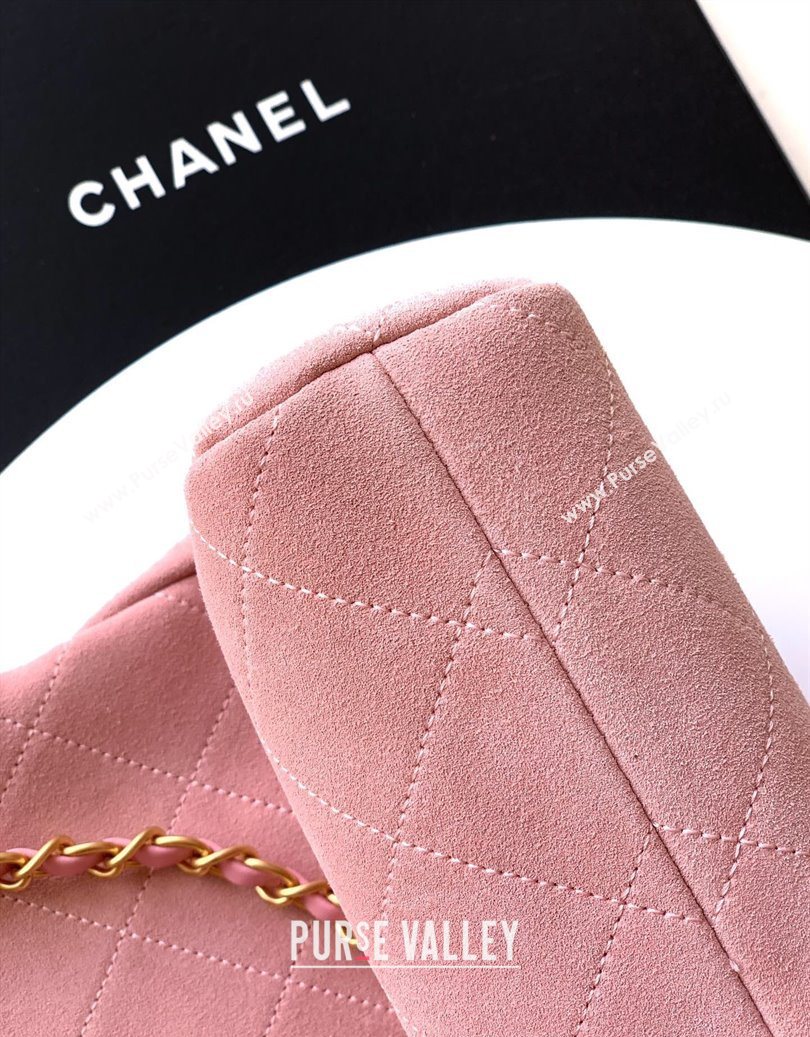 Chanel Quilted Suede Large Flap Handbag Pink 2025 CH101001 (yezi-251010014)