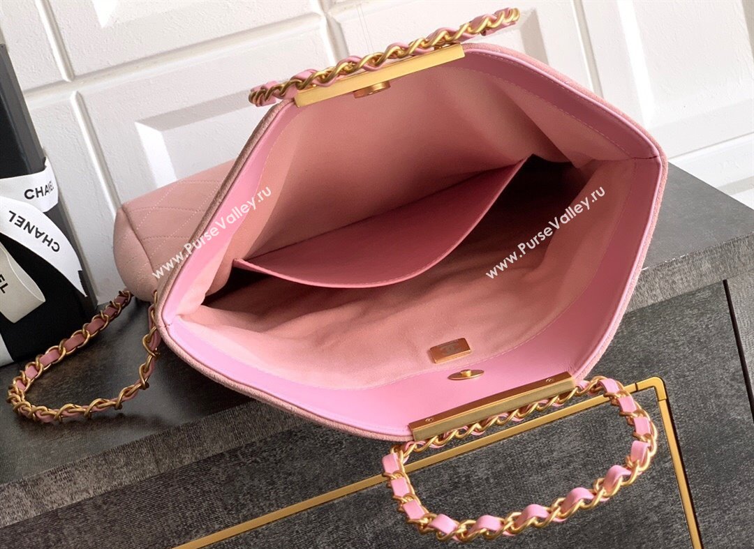 Chanel Quilted Suede Large Flap Handbag Pink 2025 CH101001 (yezi-251010014)