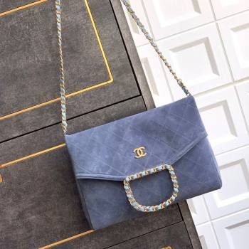 Chanel Quilted Suede Large Flap Handbag Dusty Blue 2025 CH101001 (yezi-251010015)