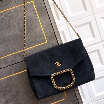 Chanel Quilted Suede Large Flap Handbag Black 2025 CH101001 (yezi-251010016)