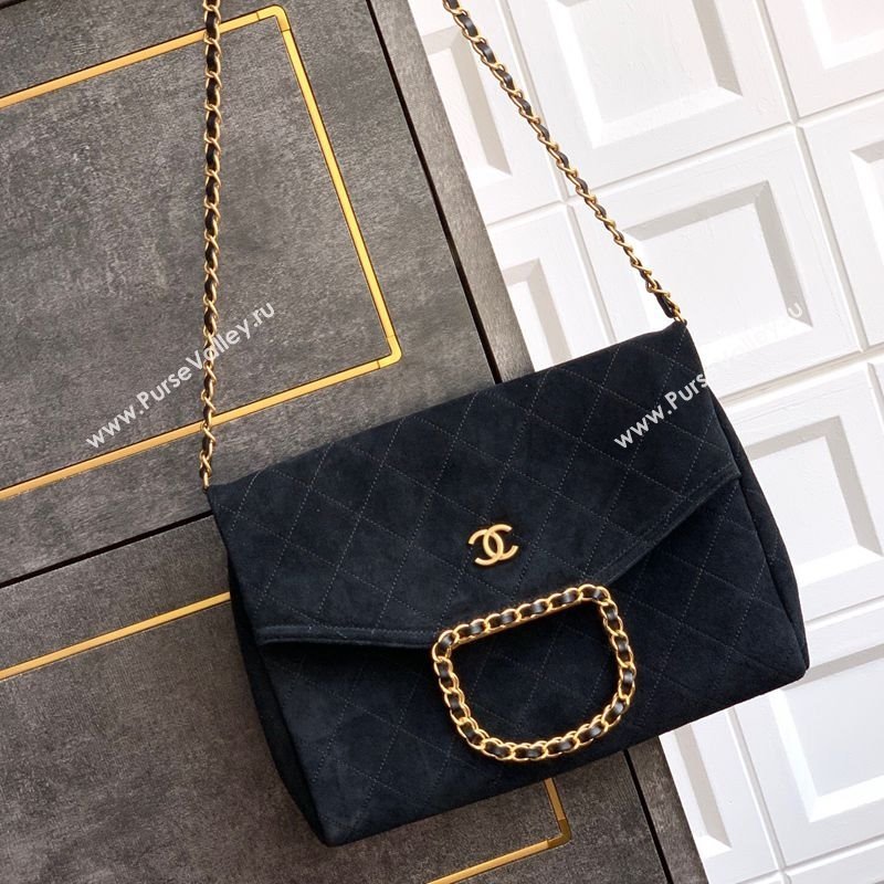 Chanel Quilted Suede Large Flap Handbag Black 2025 CH101001 (yezi-251010016)