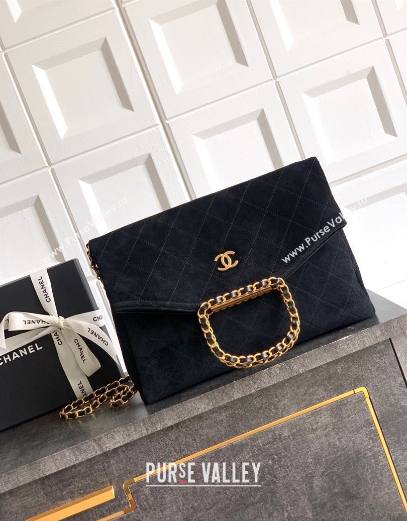 Chanel Quilted Suede Large Flap Handbag Black 2025 CH101001 (yezi-251010016)