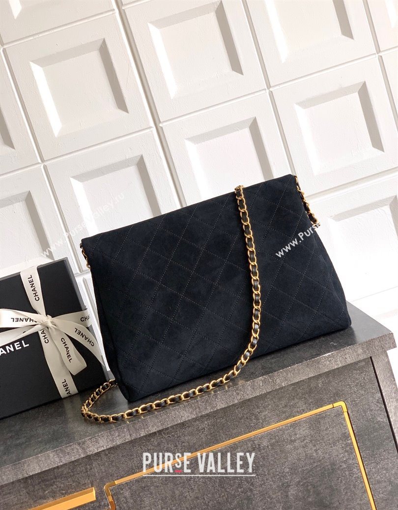 Chanel Quilted Suede Large Flap Handbag Black 2025 CH101001 (yezi-251010016)