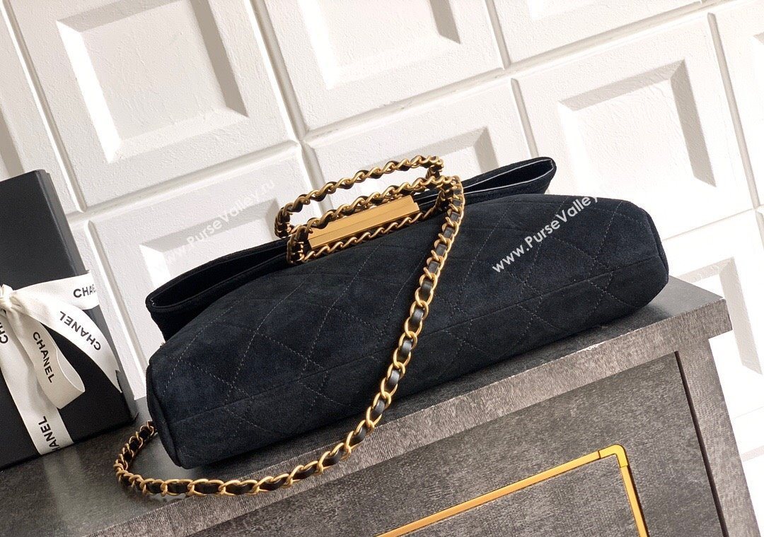 Chanel Quilted Suede Large Flap Handbag Black 2025 CH101001 (yezi-251010016)