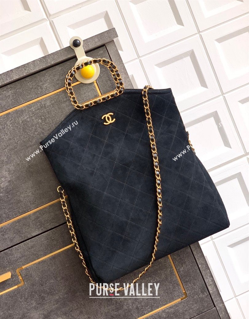 Chanel Quilted Suede Large Flap Handbag Black 2025 CH101001 (yezi-251010016)