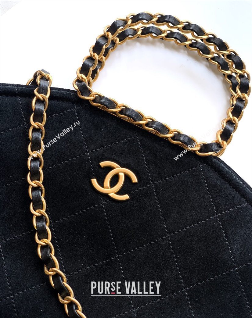 Chanel Quilted Suede Large Flap Handbag Black 2025 CH101001 (yezi-251010016)