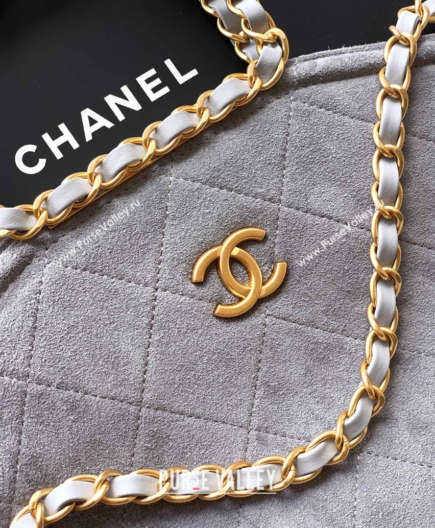 Chanel Quilted Suede Large Flap Handbag Grey 2025 CH101001 (yezi-251010018)