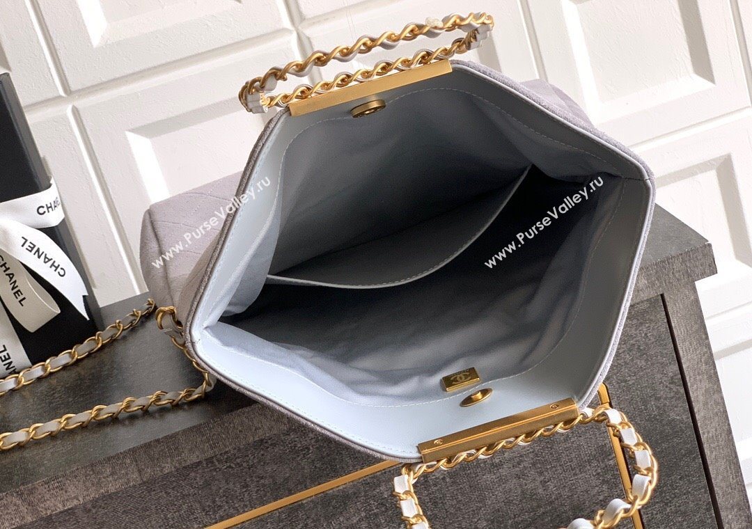 Chanel Quilted Suede Large Flap Handbag Grey 2025 CH101001 (yezi-251010018)