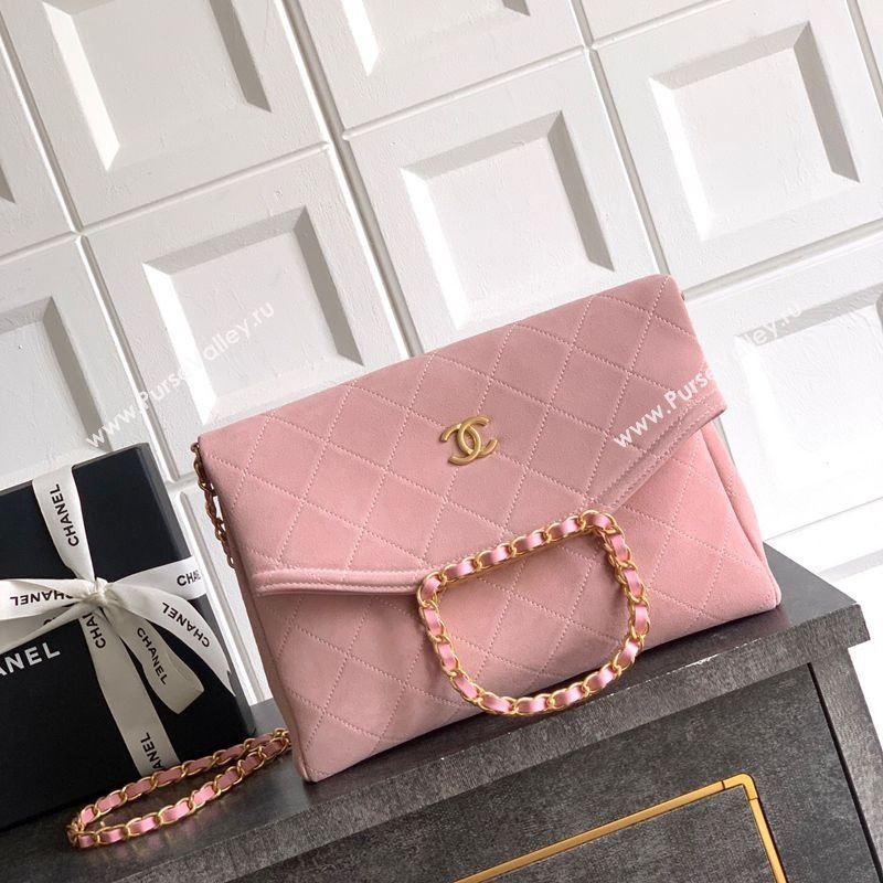 Chanel Quilted Suede Medium Flap Handbag Pink 2025 CH101001 (yezi-251010023)