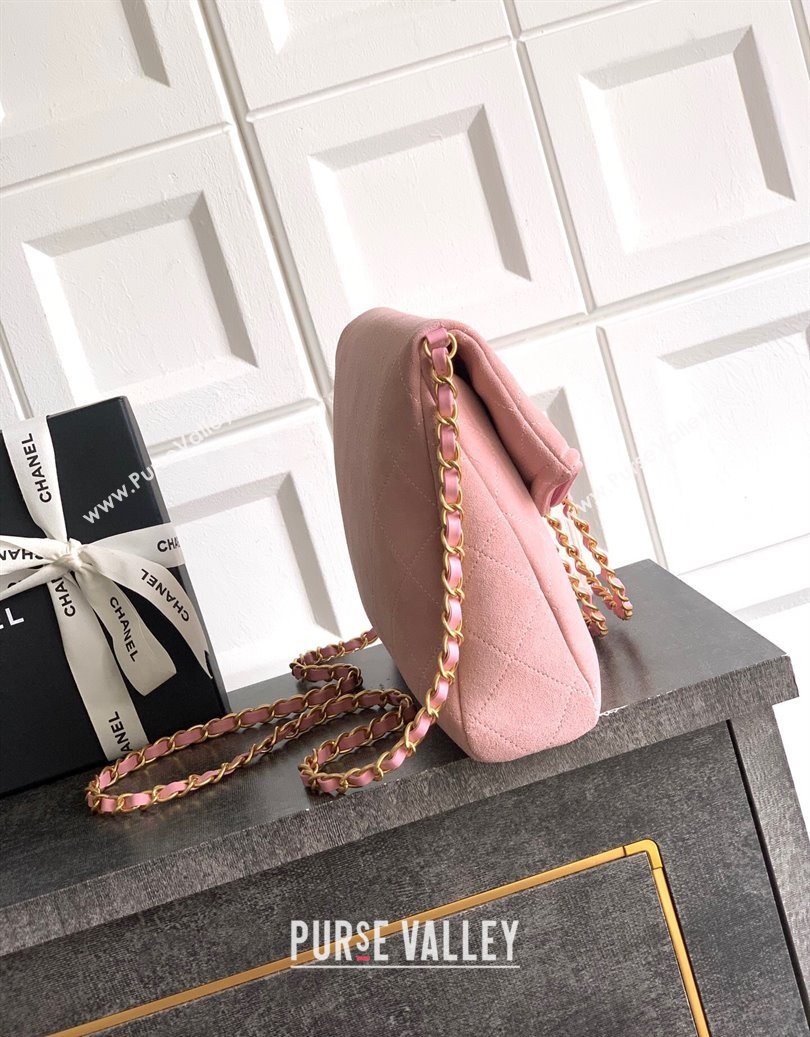 Chanel Quilted Suede Medium Flap Handbag Pink 2025 CH101001 (yezi-251010023)
