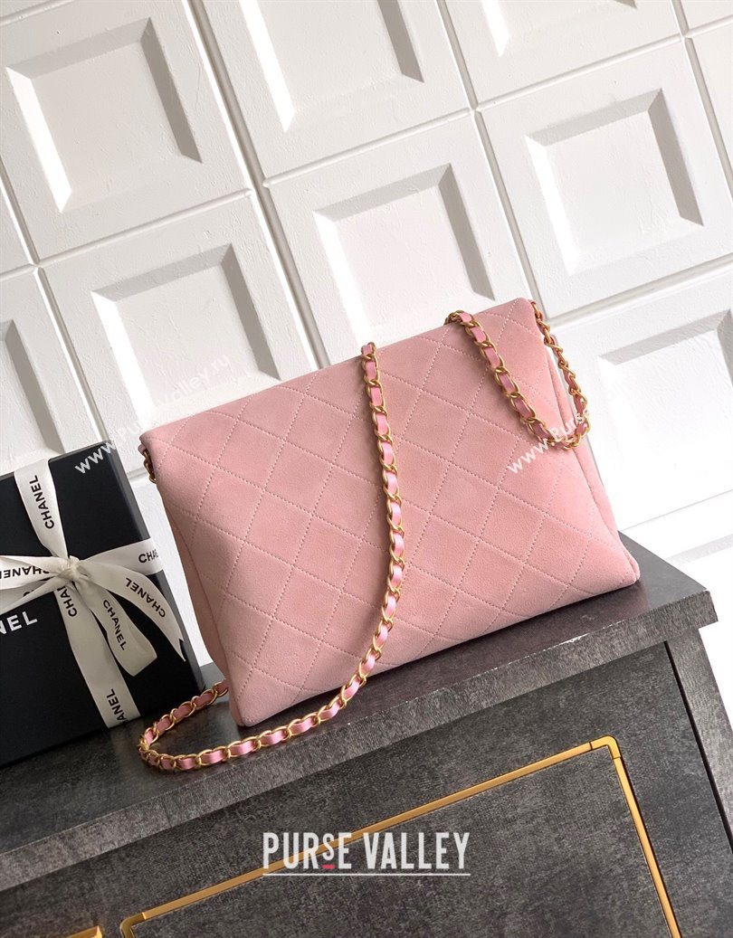 Chanel Quilted Suede Medium Flap Handbag Pink 2025 CH101001 (yezi-251010023)