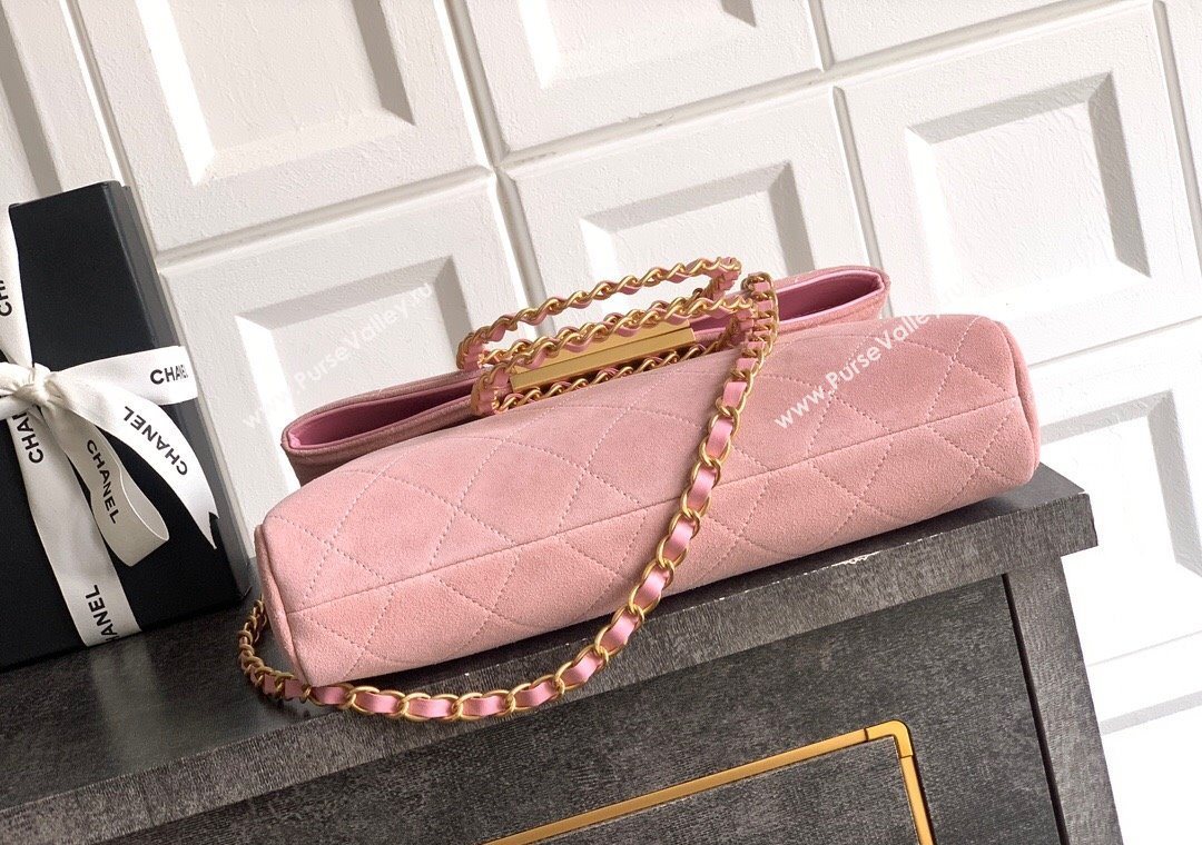 Chanel Quilted Suede Medium Flap Handbag Pink 2025 CH101001 (yezi-251010023)