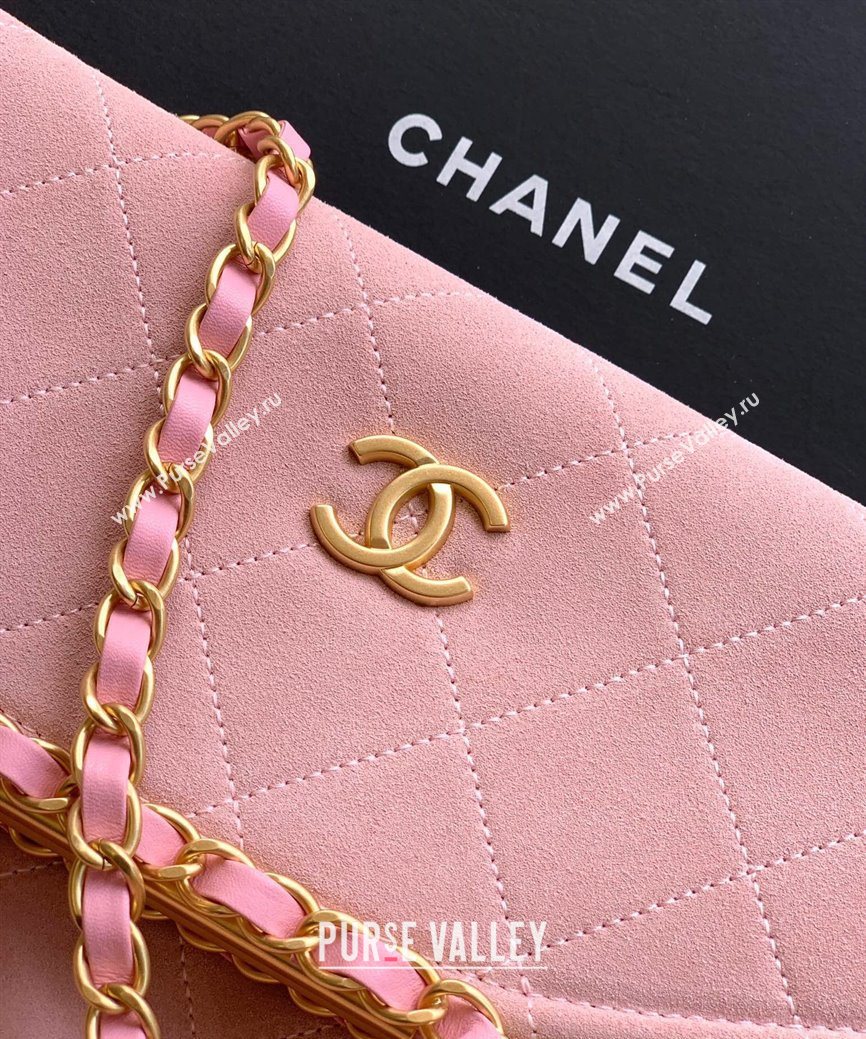 Chanel Quilted Suede Medium Flap Handbag Pink 2025 CH101001 (yezi-251010023)