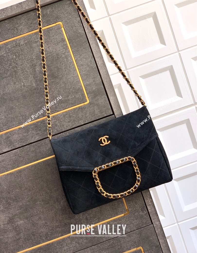 Chanel Quilted Suede Medium Flap Handbag Black 2025 CH101001 (yezi-251010024)