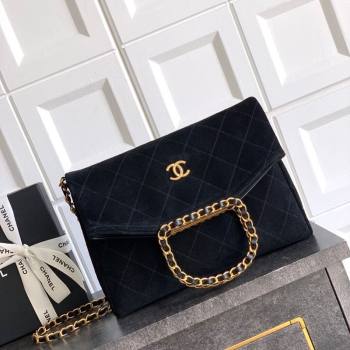 Chanel Quilted Suede Medium Flap Handbag Black 2025 CH101001 (yezi-251010024)