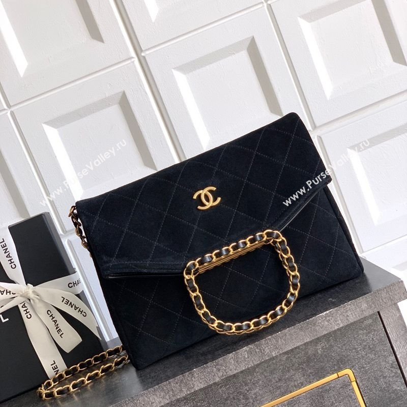 Chanel Quilted Suede Medium Flap Handbag Black 2025 CH101001 (yezi-251010024)