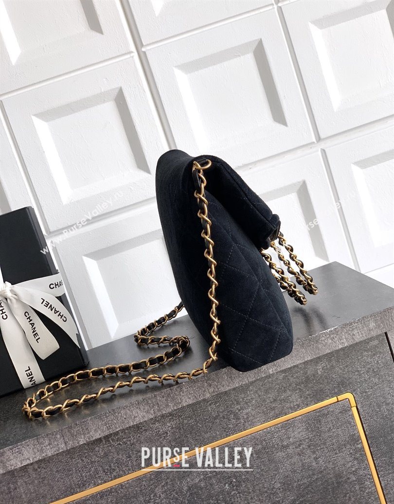 Chanel Quilted Suede Medium Flap Handbag Black 2025 CH101001 (yezi-251010024)