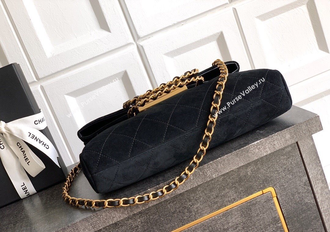 Chanel Quilted Suede Medium Flap Handbag Black 2025 CH101001 (yezi-251010024)