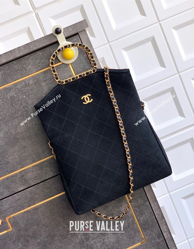 Chanel Quilted Suede Medium Flap Handbag Black 2025 CH101001 (yezi-251010024)