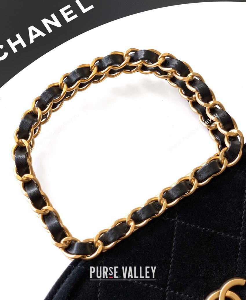 Chanel Quilted Suede Medium Flap Handbag Black 2025 CH101001 (yezi-251010024)