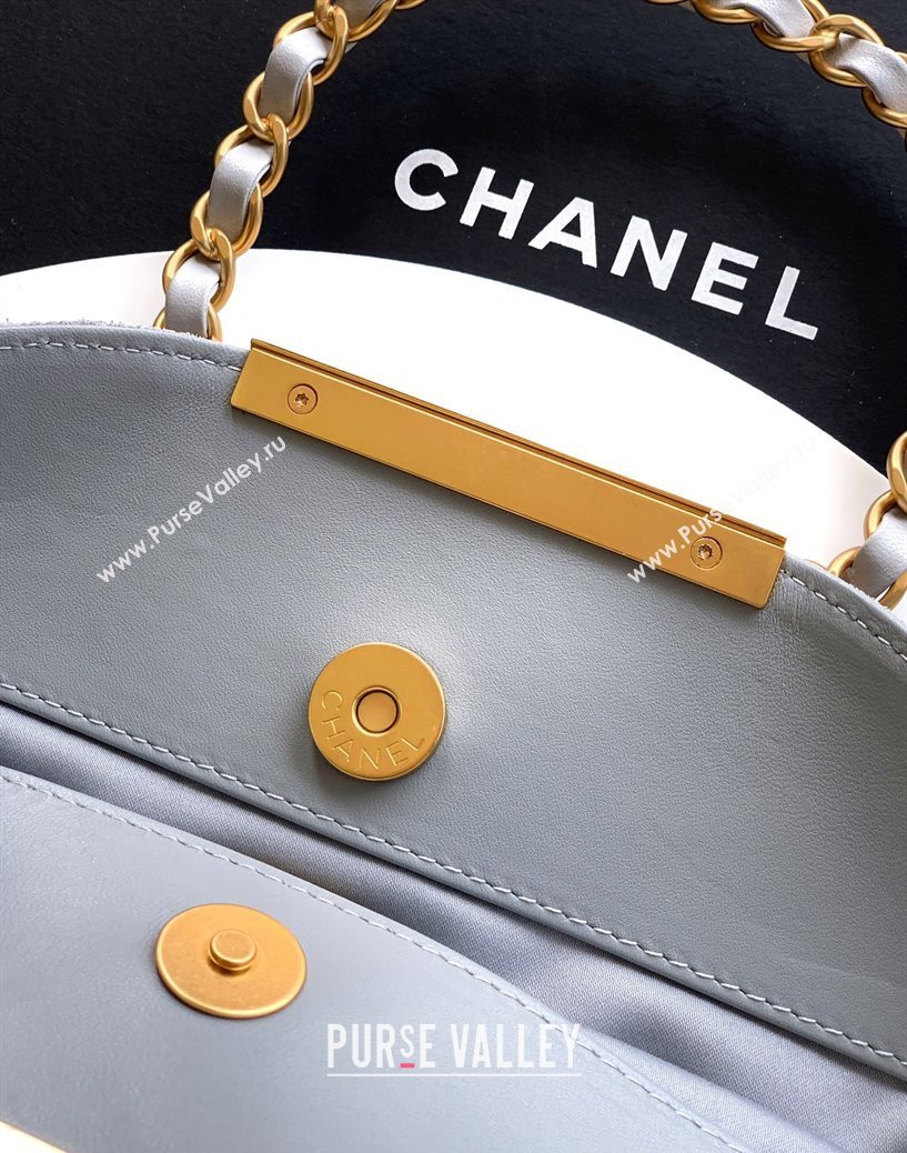 Chanel Quilted Suede Medium Flap Handbag Grey 2025 CH101001 (yezi-251010026)