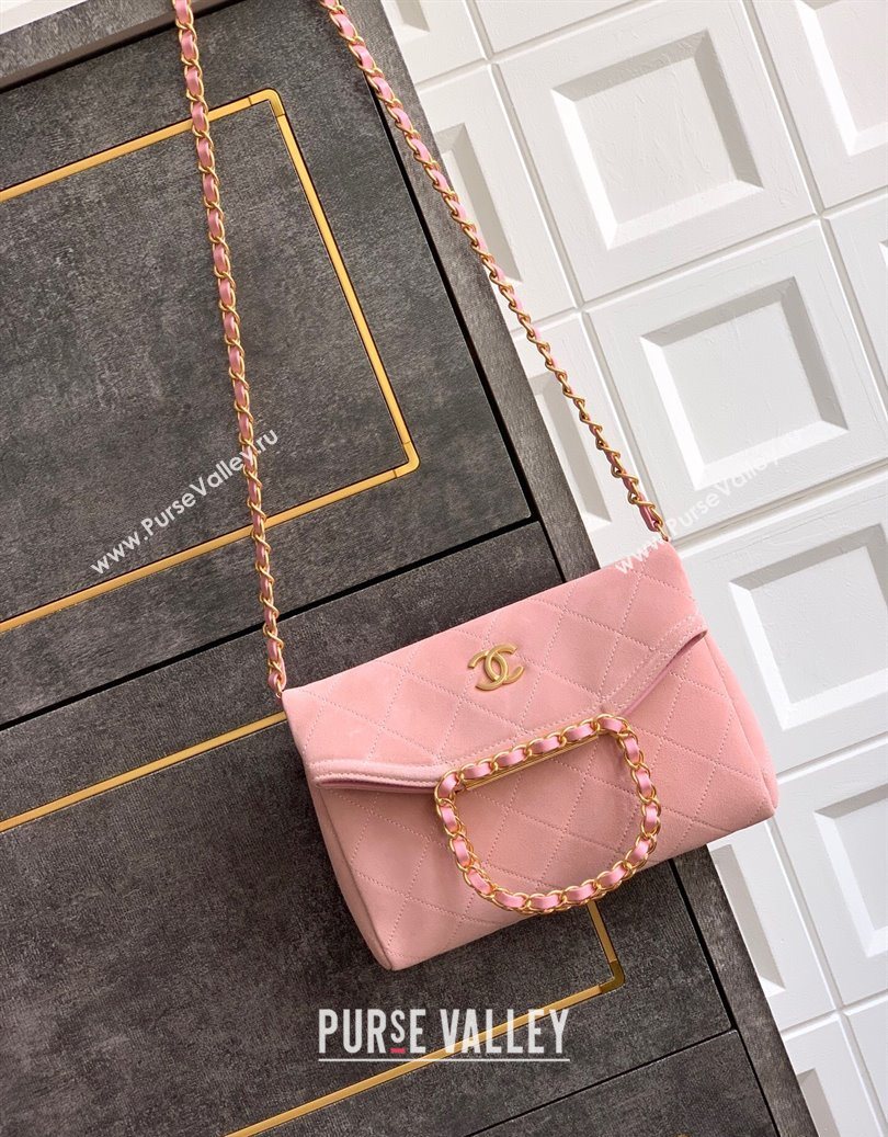 Chanel Quilted Suede Small Flap Handbag Pink 2025 CH101001 (yezi-251010031)