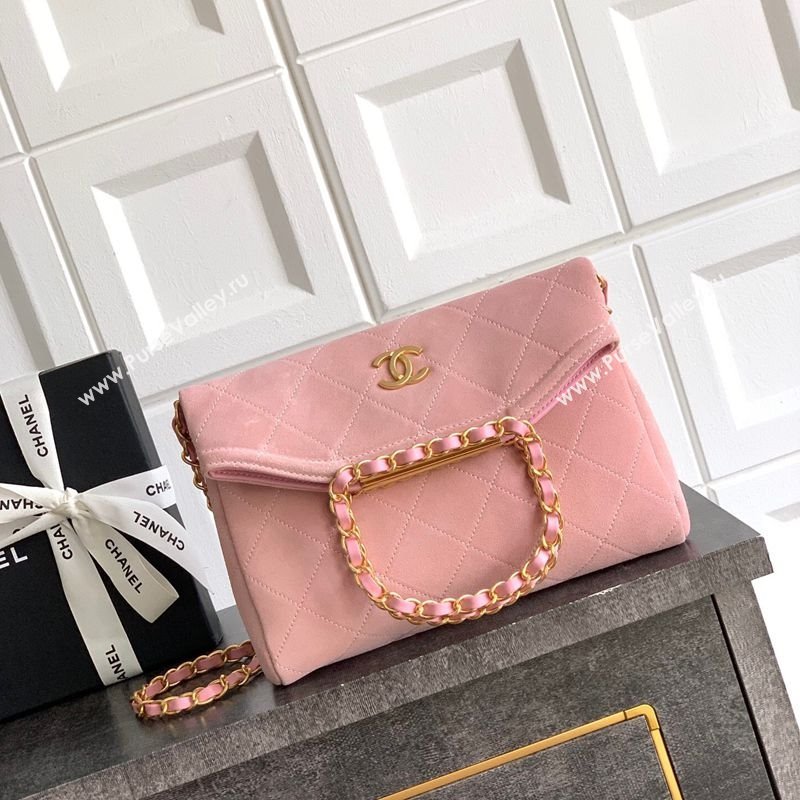 Chanel Quilted Suede Small Flap Handbag Pink 2025 CH101001 (yezi-251010031)