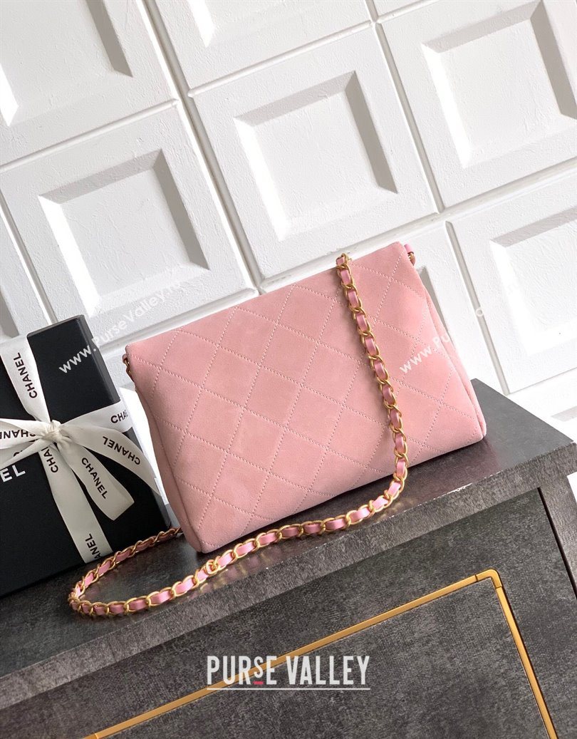 Chanel Quilted Suede Small Flap Handbag Pink 2025 CH101001 (yezi-251010031)