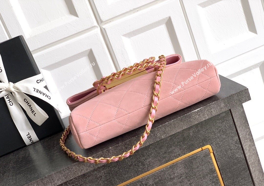 Chanel Quilted Suede Small Flap Handbag Pink 2025 CH101001 (yezi-251010031)