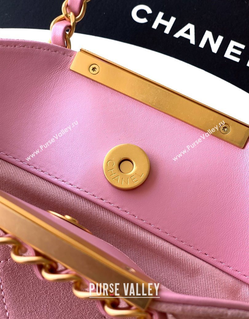 Chanel Quilted Suede Small Flap Handbag Pink 2025 CH101001 (yezi-251010031)