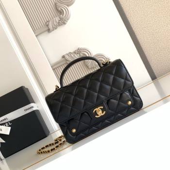 Chanel Shiny Lambskin Wallet with chain and Top Handle Black 2025 AP4674 (yezi-251009089)