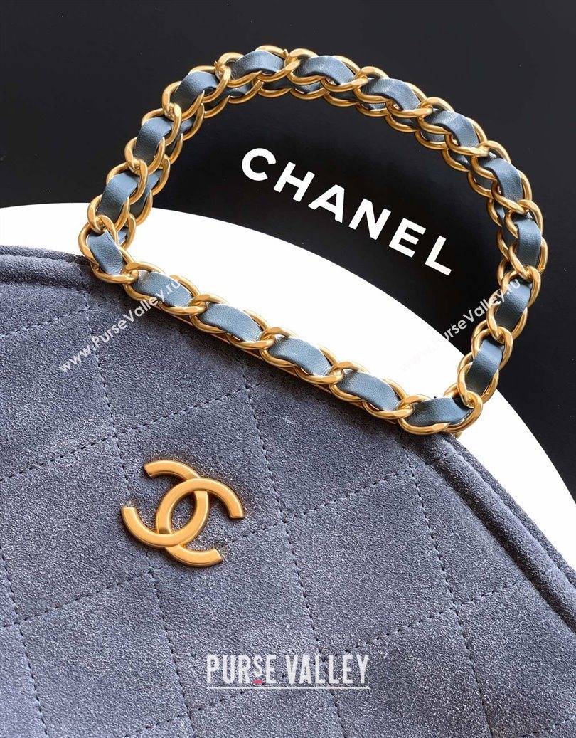 Chanel Quilted Suede Small Flap Handbag Dusty Blue 2025 CH101001 (yezi-251010032)