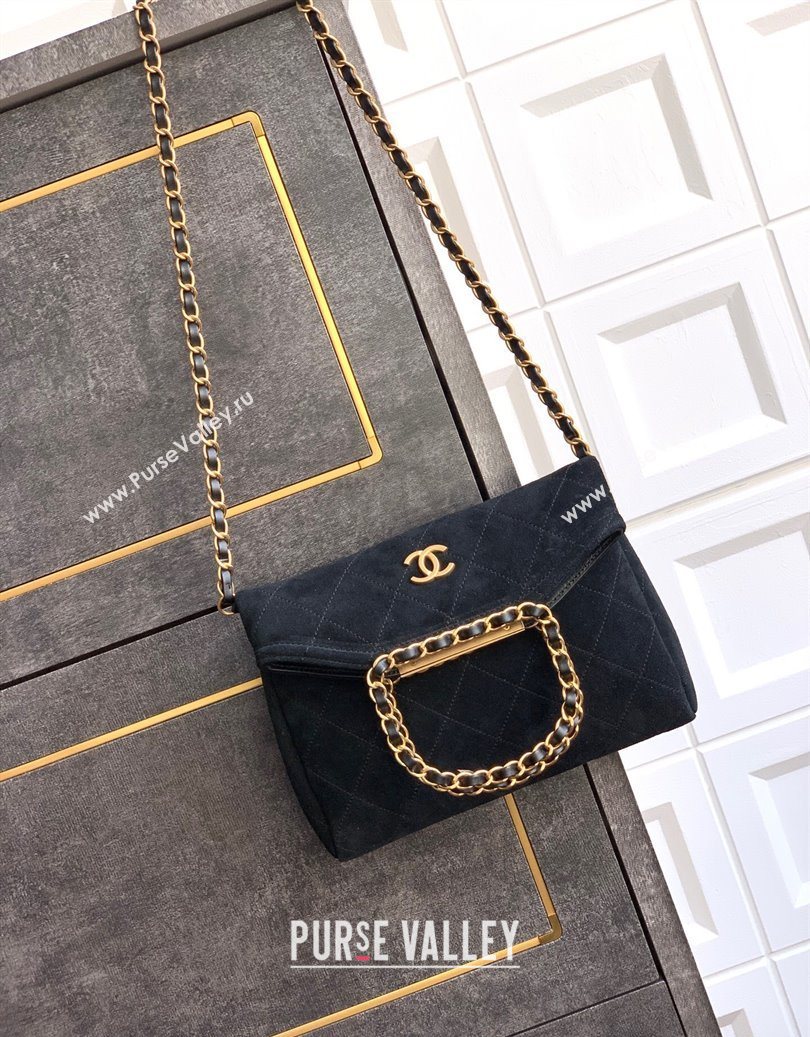 Chanel Quilted Suede Small Flap Handbag Black 2025 CH101001 (yezi-251010033)