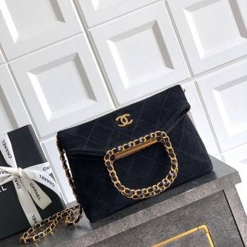 Chanel Quilted Suede Small Flap Handbag Black 2025 CH101001 (yezi-251010033)