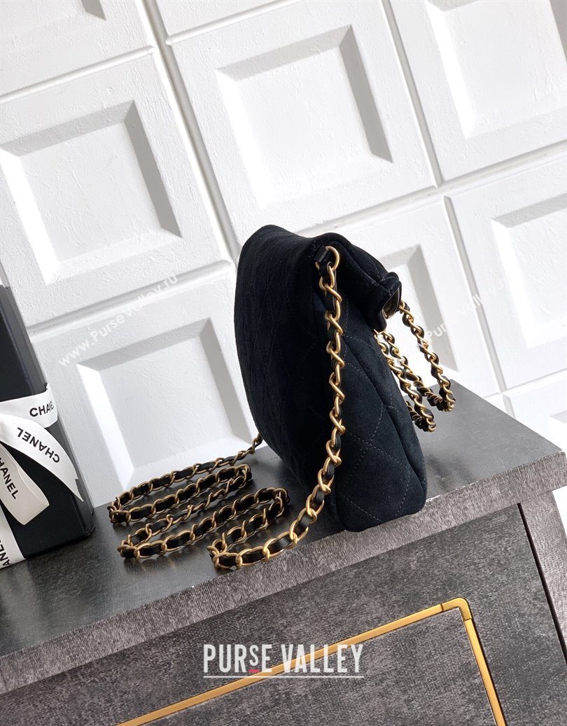 Chanel Quilted Suede Small Flap Handbag Black 2025 CH101001 (yezi-251010033)