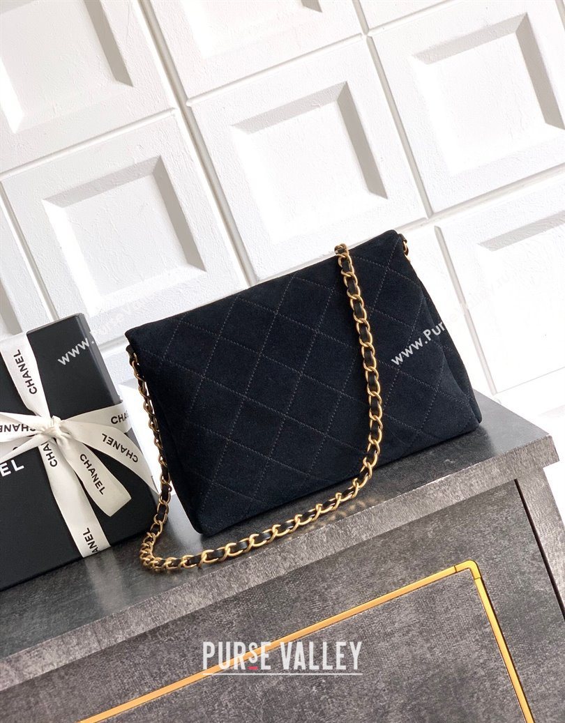 Chanel Quilted Suede Small Flap Handbag Black 2025 CH101001 (yezi-251010033)